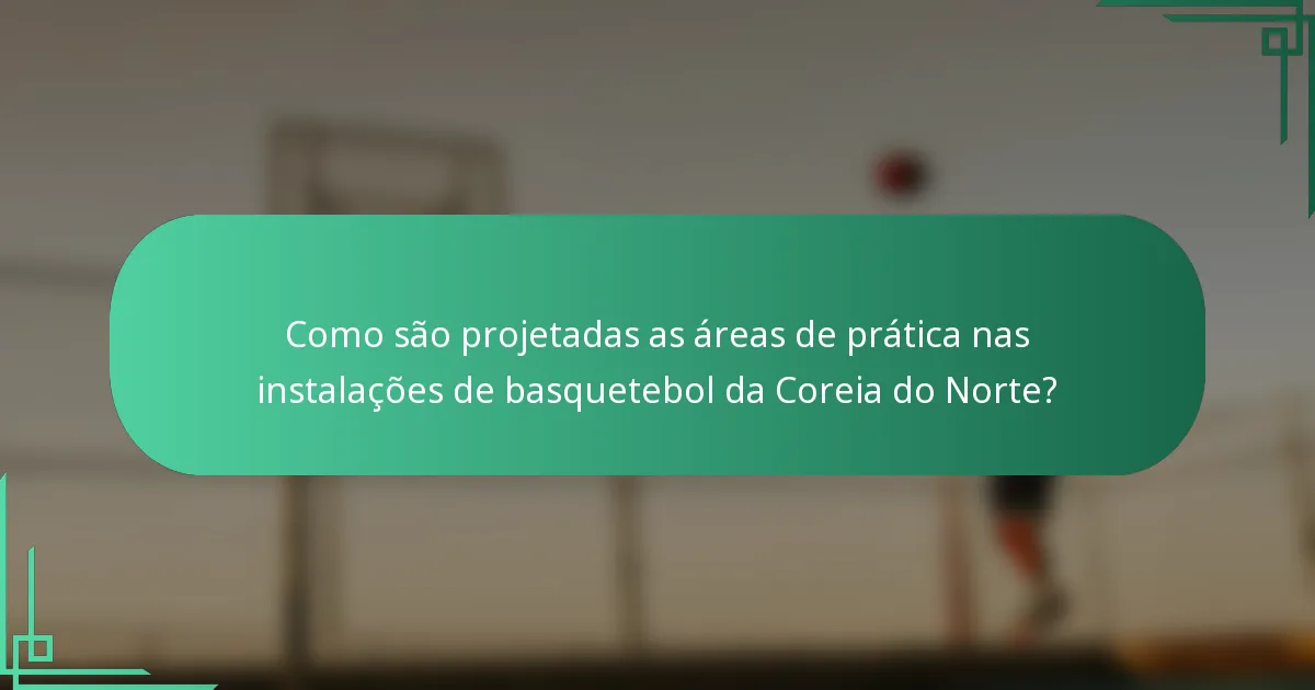 Como são projetadas as áreas de prática nas instalações de basquetebol da Coreia do Norte?